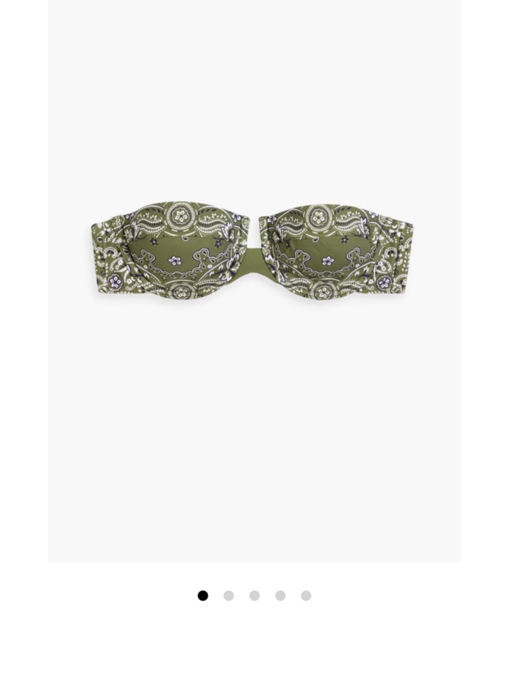 Zimmermann Olive Green Bandeau Swim Top with Paisley Print